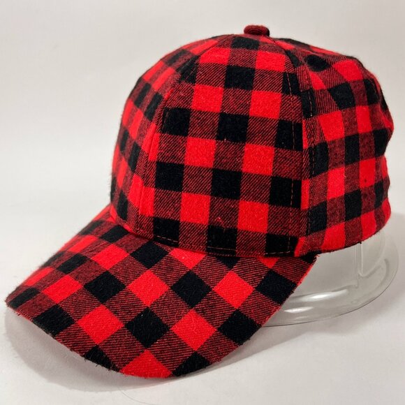 Classic Buffalo Plaid Strap Back Cap Hat Red Checkered Baseball Outdoor Mens - Picture 2 of 12